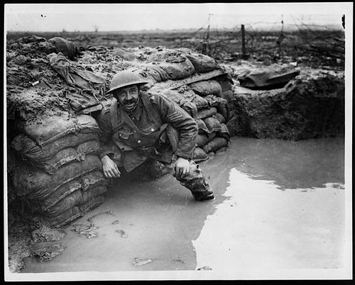 Flooded dug-out in front line trench