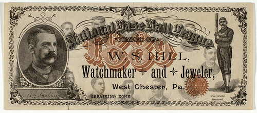 W.S. Hill baseball note front