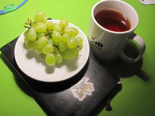 grapes and tea from the bistro - free