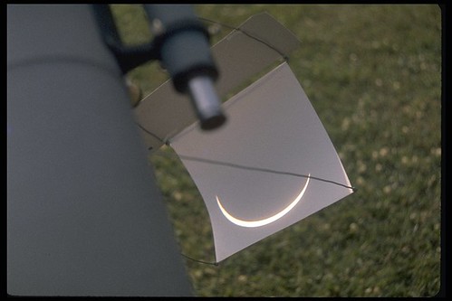 Projection from telescope of eclipsed sun.