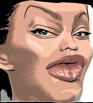 Drawing Angelina Jolie caricature with iPhone