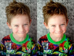 Noah, before and after using Pioneer Woman's Photoshop actions