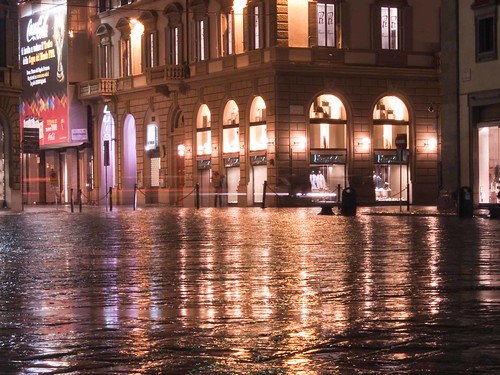 Duomo area on a rainy night