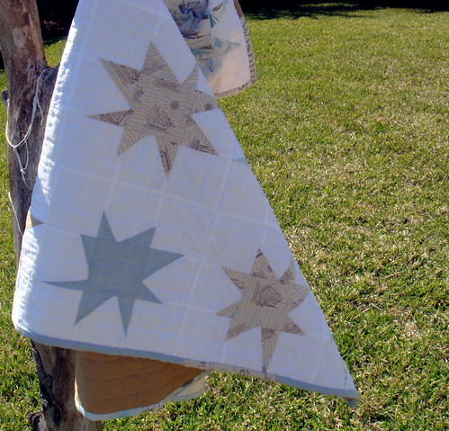 wonky stars in blue and tan