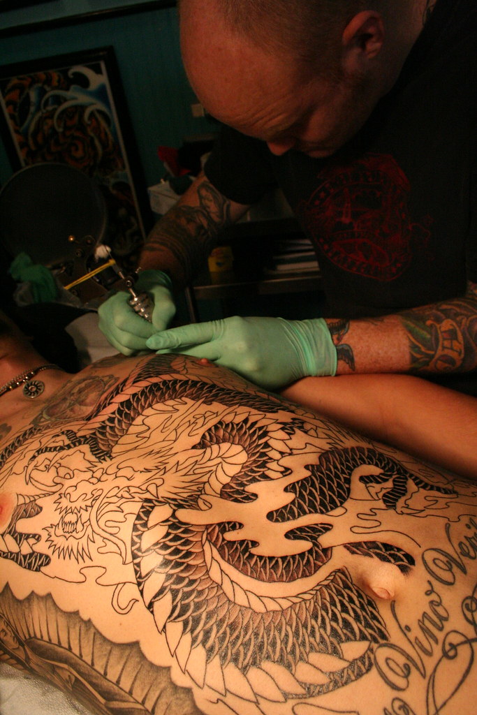 tattooing a dragon
