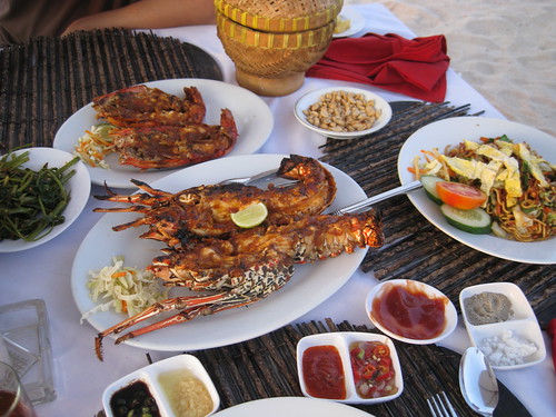 lobsters and tiger prawns