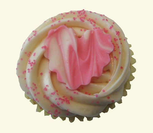 Valentine#39;s Day ideas: Vanilla cupcake and frosting with chocolate heart
