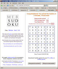Screenshot of the fast time at websudoku.com