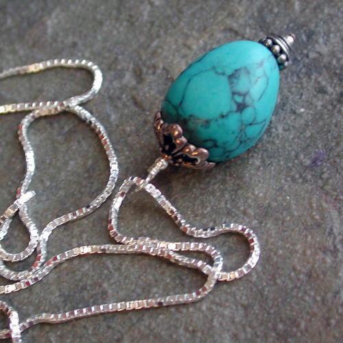 Turquoise necklace before antiquing