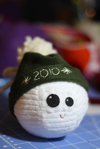i made a hat for my snowballs to commemorate the blizzard(s) of 2010