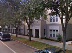 a residential street in Celebration, FL, parking to rear (via Google Earth)