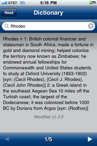 Dictionary Lookup on iPhone
