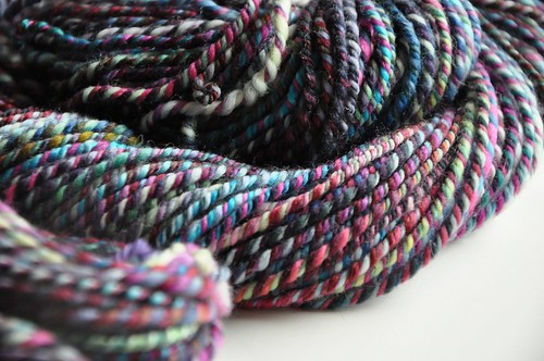 FCK sw merino & Polwarth-Violet Blue 2 strands-1 strand purple colorway from MB fiber club-~ 163yds worsted weight-7