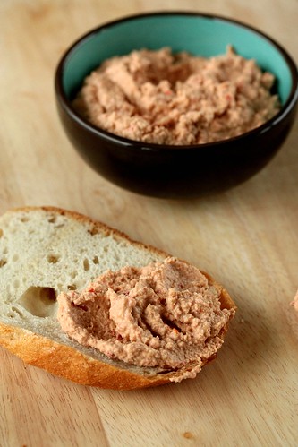 Raw cream cheese with red pepper