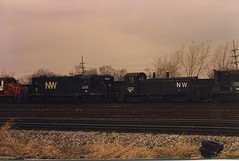A Winter scene in a southside Chicago railroad scrapyard. Chicago Illinois. Febuary 1986.