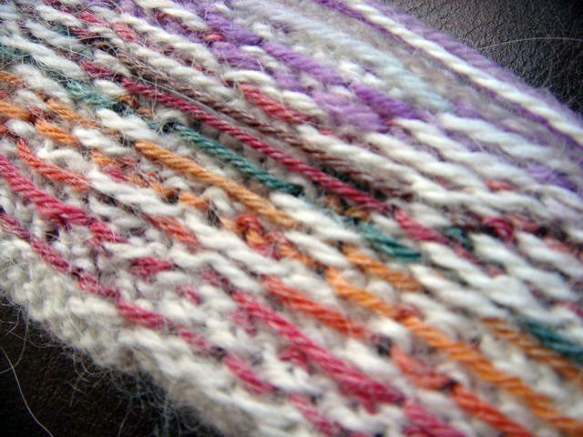 Yay! My first swatch with stranding - reverse view.