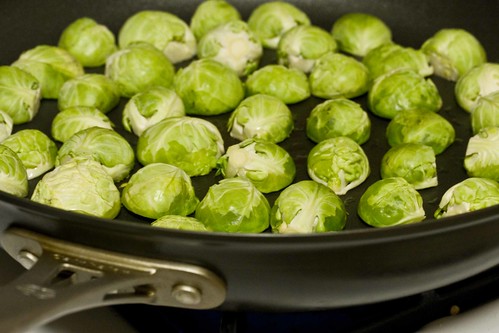 halved brussels sprouts, browning