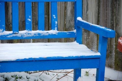 snowy garden bench