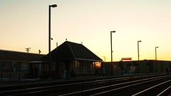 Sunset at the Galewood Metra commuter flagstop depot. Chicago Illinois. Thursday, March 4th 2010.