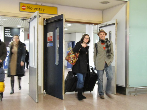 Candace and Lee Coram arrive from the US via Heathrow