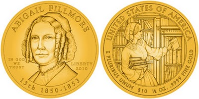 Abigail Fillmore first spouse gold coin
