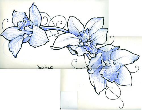 orchid flower tattoo. Orchid flash tattoo