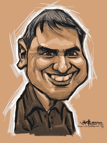 Digital caricature of caricaturist Raúl Curbelo Belén