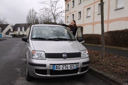 Elodie and her Fiat Panda...