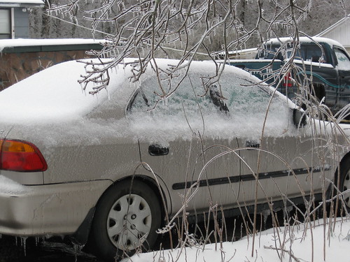 My snowy icy car