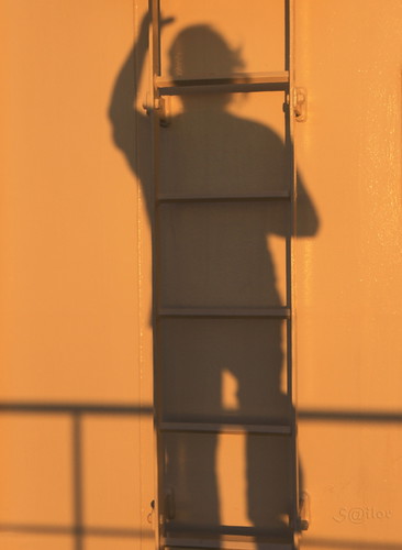Shadow Climbing the Ladder at Sunset