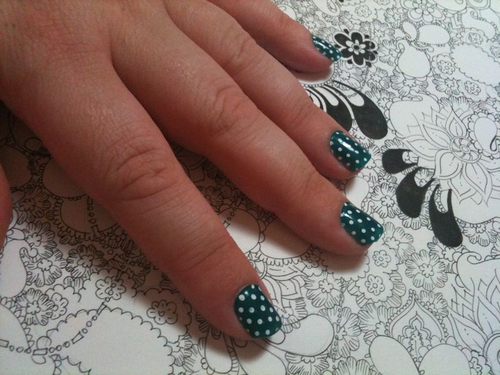 green with white dots