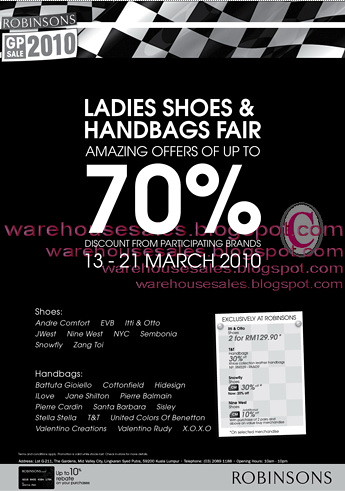 13 - 21 Mar: Robinson Ladies Shoes and Handbags Fair