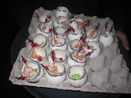 Shrimps in egg cups at Crea gala