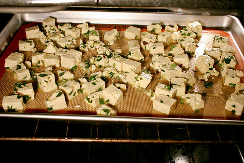 tofu croutons in the oven