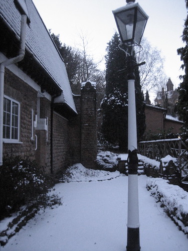 coachhouse in snow - front c