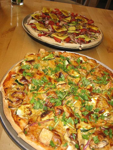 satay pizza and ben's special at plush pizza