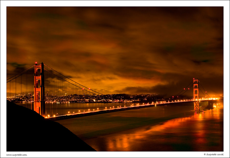 the golden gate bridge at night. Golden Gate Bridge at Night –