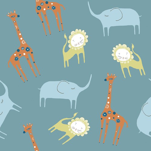 giraffe, lion & elephant _blue background.jpg