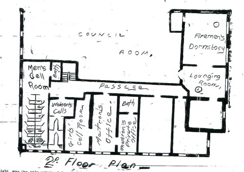 Floor plan for the second floor of the Joplin Police Station