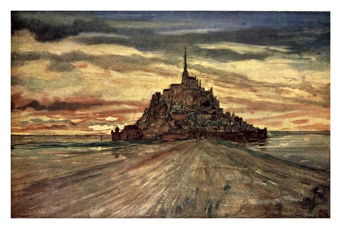 017- El monte San Michel a la puesta de sol-Normandy-1905- Ilustrado por Nico Jugman