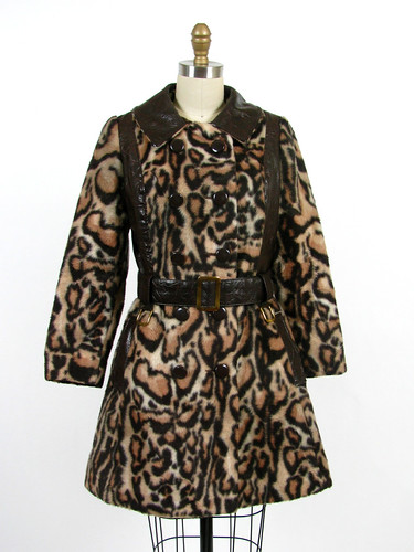 vintage 70s faux leopard princess coat