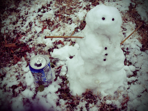 Snowman and His Frosty Beverage