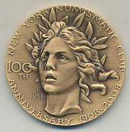 NY Numismatic Club 100 Years Medal Obv