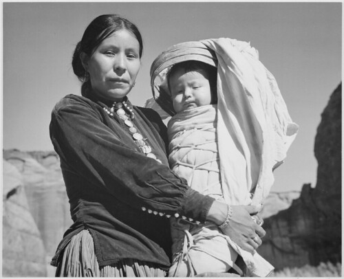 "Navajo Woman and Infant, Canyon de Chelle, Arizona." [Canyon de Chelly National Monument]