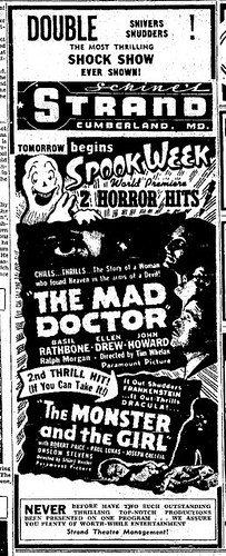 THE MONSTER AND THE GIRL (1941) Newspaper advertisement 2-27-41