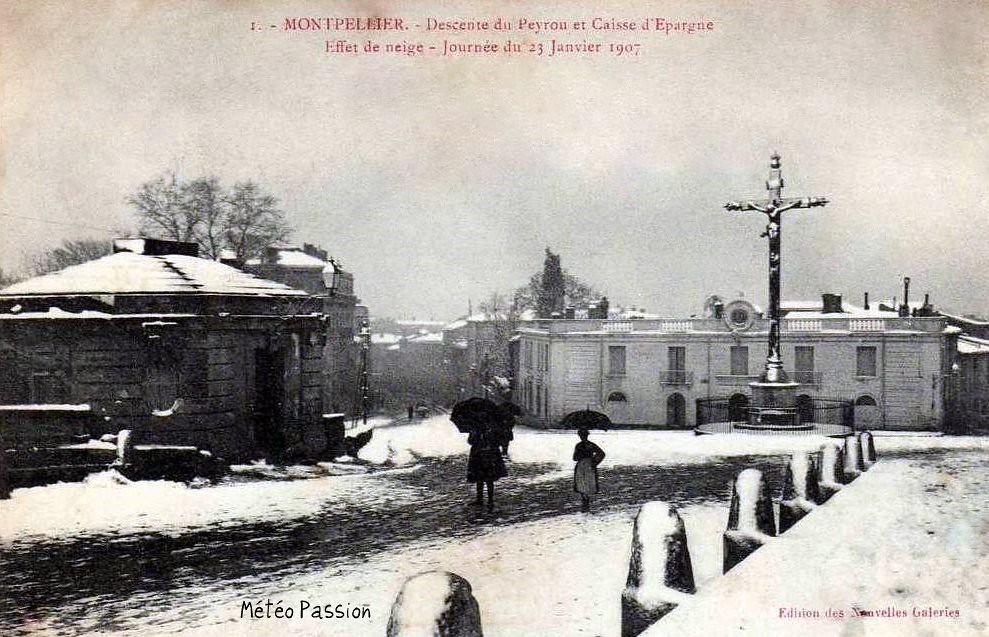 neige à Montpellier le 23 janvier 1907