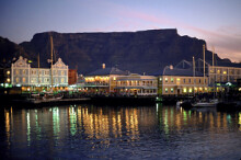 Table Mountain and V&A Waterfront at dusk