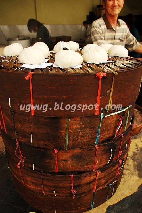 Steamed Buns on Bamboo Steamer Tray