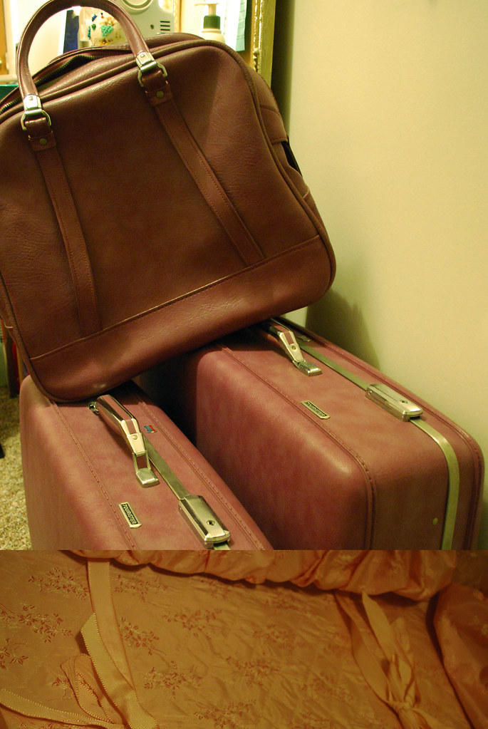 purple suitcases