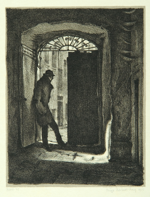 "Student Charousek," page 9 from the book "Der Golem"
